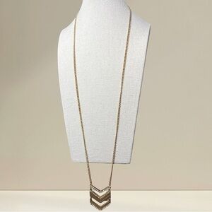 J Crew statement necklace with a Gold and rhinestone chevron pendant.